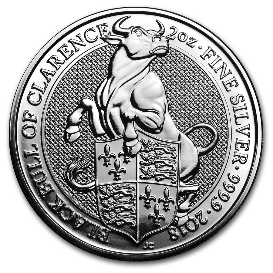Silver Queen's Beasts Black Bull Coin 2018 - 2 oz
